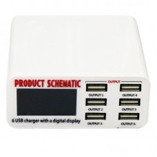 30W 6USB 6A Smart Display Charger - British Standard