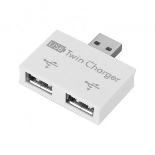 USB Twin Charger Dual 2 Port Charging Splitter Hub Adapter