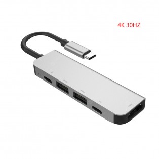 HUB Adapter 8 in 1 Aluminum Alloy USB-C Hub 4K 30HZ HD USB 3.0 Adapter Portable Laptop PD Charging SD TF Card Reader RJ45