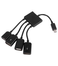 Micro USB Male to 4 USB Female Charging Data Cable OTG