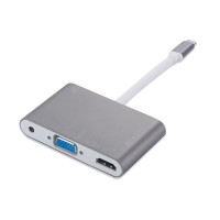 USB3.1 Type C to 4K HDMI + VGA + 3.5mm Audio Adapter for MacBook, ChromeBook