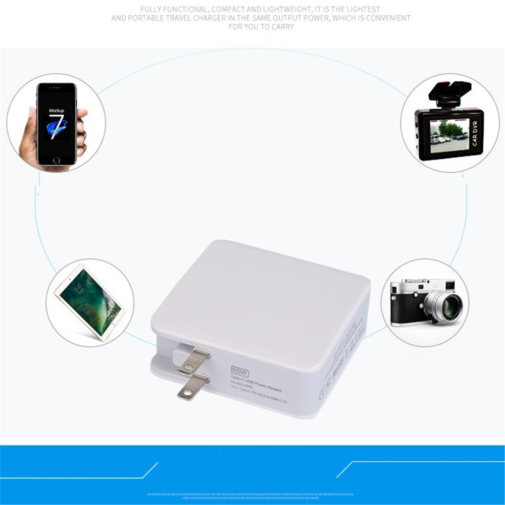 68WPD Fast Charge QC3.0 Mobile Phone Multi-Port USB Laptop Charger 5V3.1A- White UK Plug