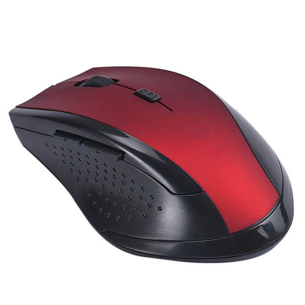 6 Buttons Wireless Mouse 2.4GHz Slim Portable Computer Mice with Nano Receiver - Red