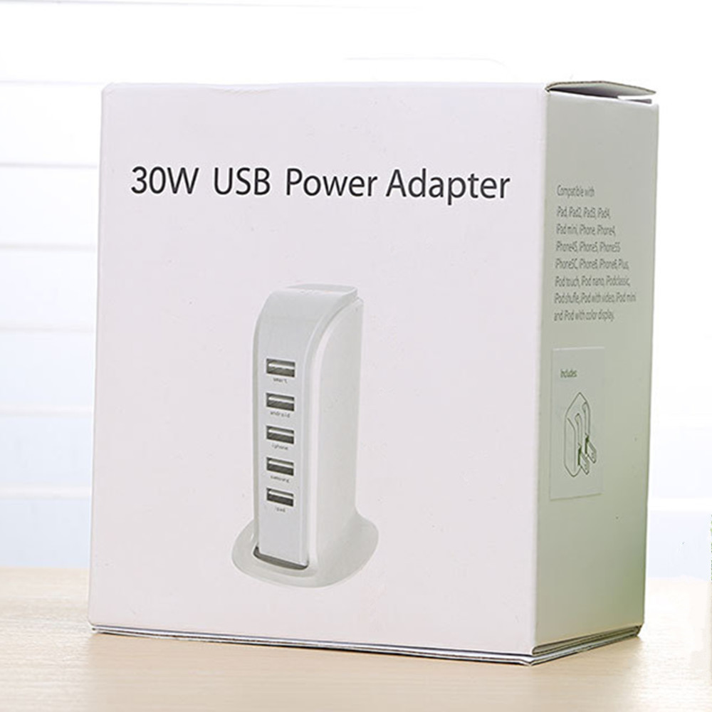 6 Port 30W Charging Station Support USB Charger Power Adapter