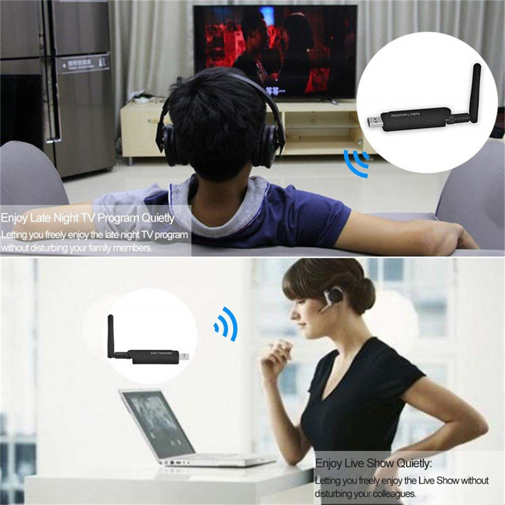 B5 Wireless Audio Transmitter Bluetooth 4.1 Adapter Music Transmitter for TV PC- Black