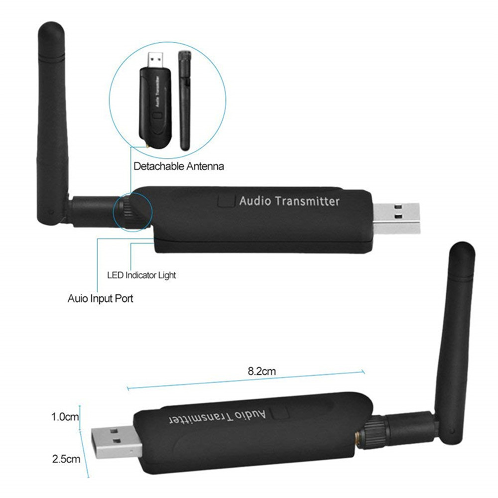 B5 Wireless Audio Transmitter Bluetooth 4.1 Adapter Music Transmitter for TV PC- Black