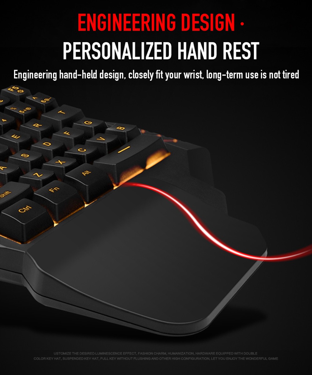 G92 One-handed Wired Gaming Keyboard with 35-Key RGB Colorful Backlight Manipulator Sense for PC Gamer - Black