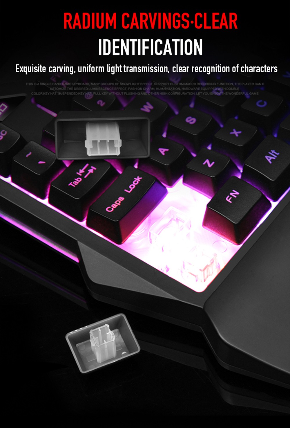 G92 One-handed Wired Gaming Keyboard with 35-Key RGB Colorful Backlight Manipulator Sense for PC Gamer - Black