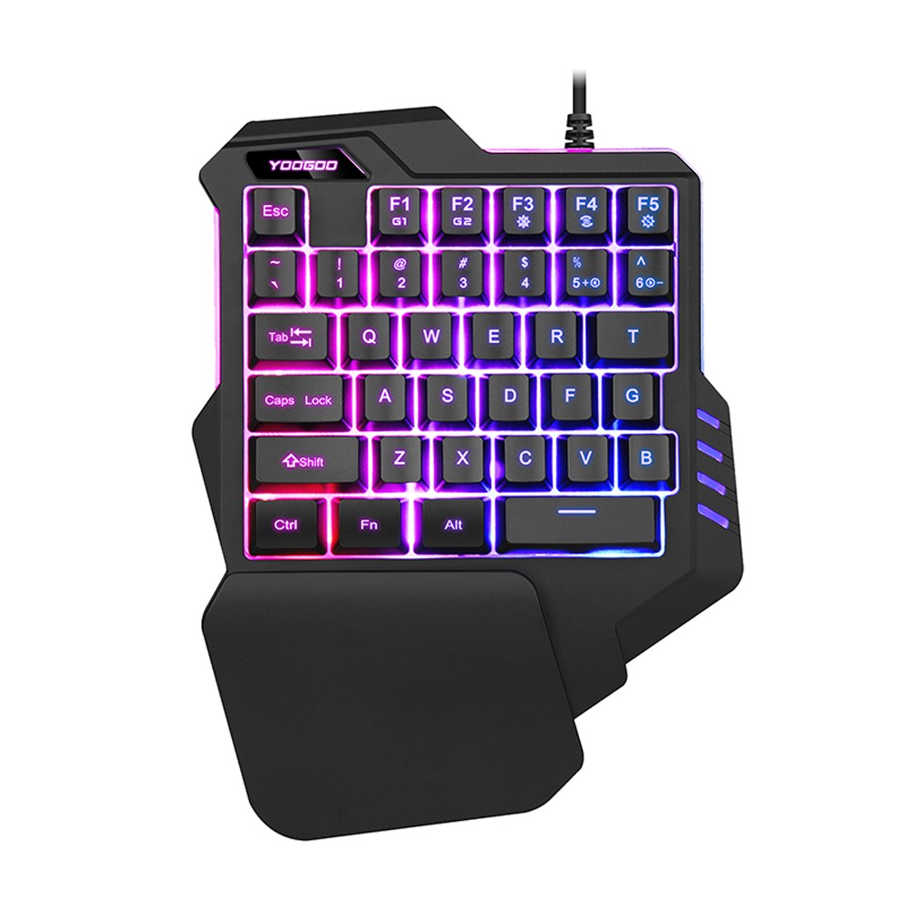 G92 One-handed Wired Gaming Keyboard with 35-Key RGB Colorful Backlight Manipulator Sense for PC Gamer - Black