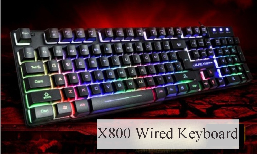 X800 Wired Keyboard 104 Keys Desktop Computer Notebook Game Home Office Waterproof Membrane Gaming Keyboards - Black