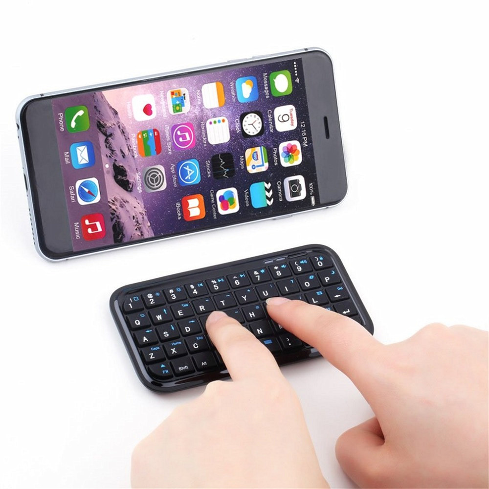 Mini Wireless Rechargeable Ultra-Thin Bluetooth 3.0 Keyboard  - Black