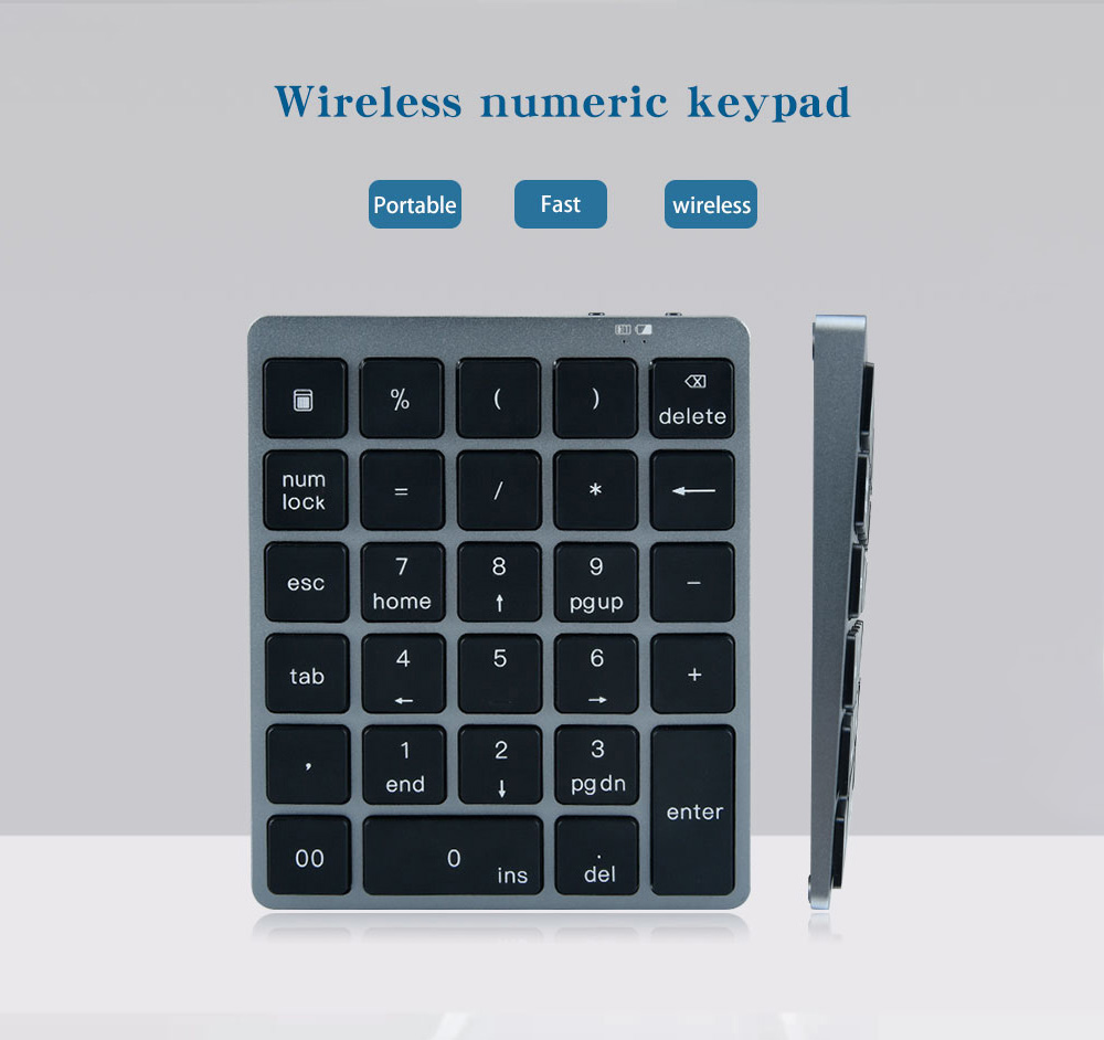 N960 Wireless 28-key Numeric Keypad Office Aluminum Bluetooth Wireless Charging Numeric Keypad Slim Mini - White