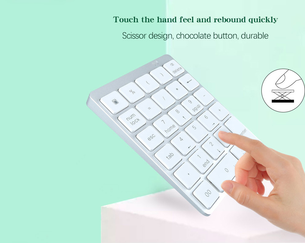 N960 Wireless 28-key Numeric Keypad Office Aluminum Bluetooth Wireless Charging Numeric Keypad Slim Mini - White