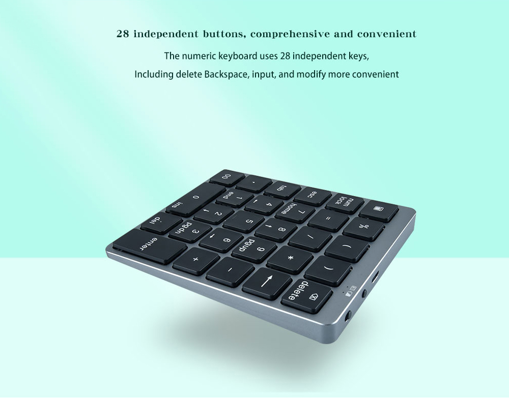 N960 Wireless 28-key Numeric Keypad Office Aluminum Bluetooth Wireless Charging Numeric Keypad Slim Mini - White