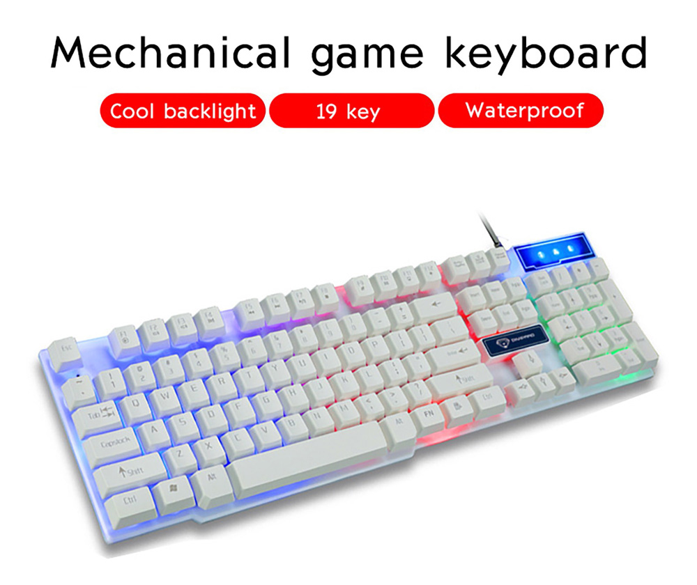 GK50 Rainbow Backlit Computer Game Manipulator Keyboard Wired - White