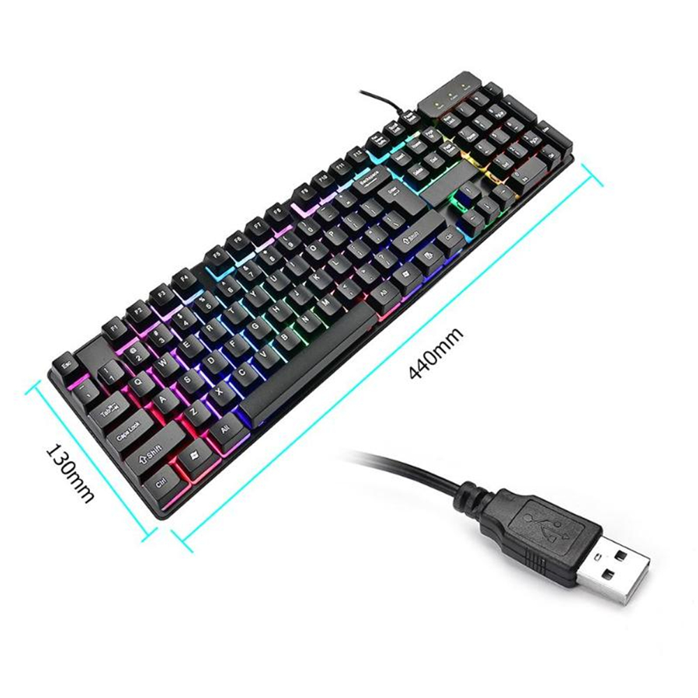 Mini USB Cable Glow Contracted Mute KR6300 Game Keyboard - Black