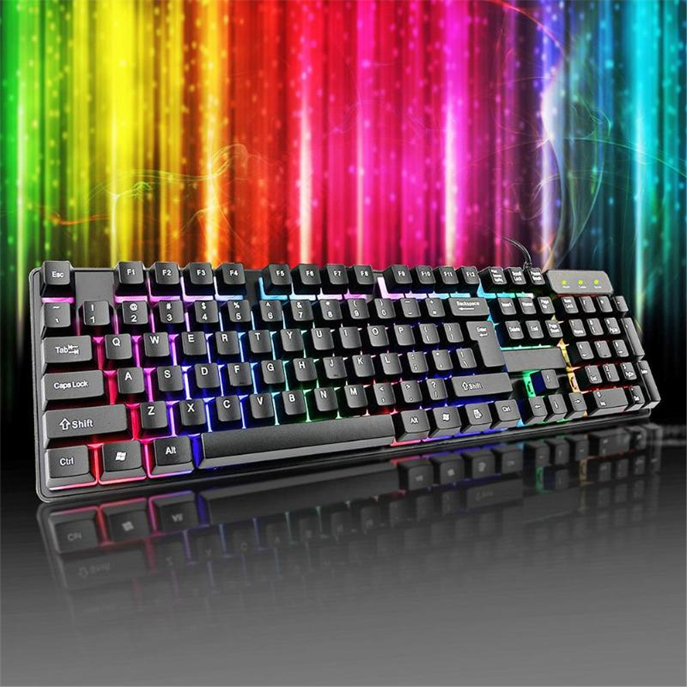 Mini USB Cable Glow Contracted Mute KR6300 Game Keyboard - Black